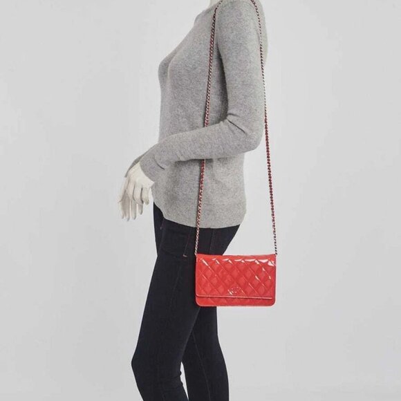 Chanel Pink Quilted Patent Leather Classic WOC Clutch Bag - Picture 10 of 12